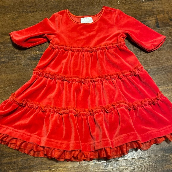 Hanna Andersson Red Velvet Tiered Dress, 80 cm, 18-24 months - Picture 1 of 3